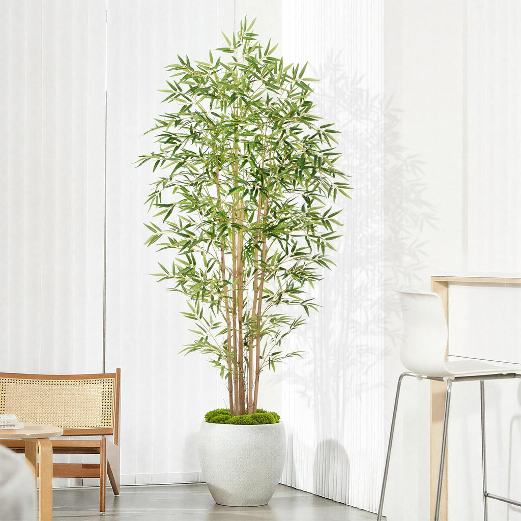 Artificial Bamboo Tree, Fake Bamboo Plant 6FT Tall with 6 Natural Real Bamboo Trunks, Artificial Tree Indoor Decor