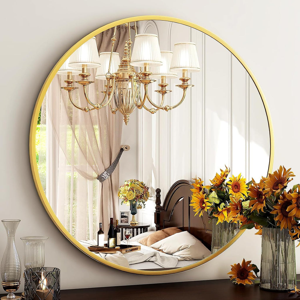 Round Mirror 20 Gold Wall Mounted Circle Mirrors