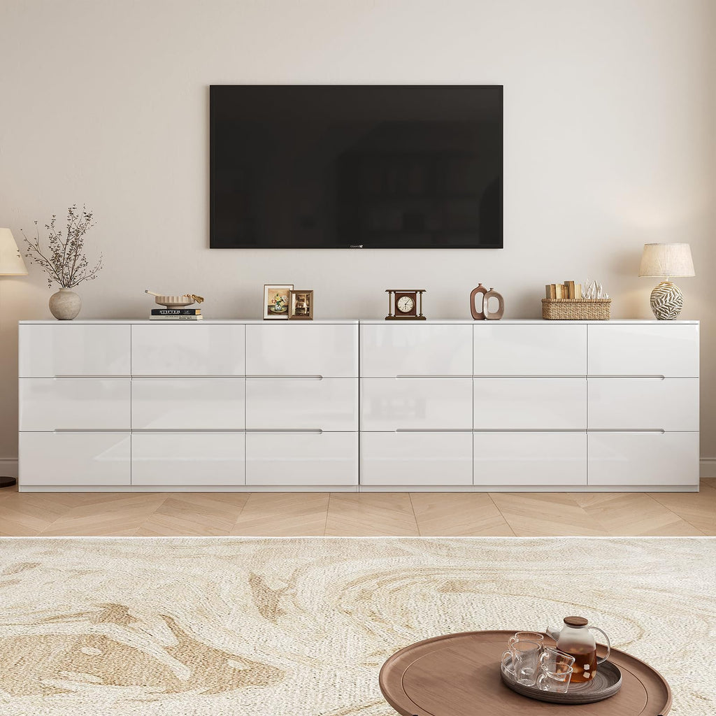 High Gloss, 60.2" Wide 9 Drawer, White