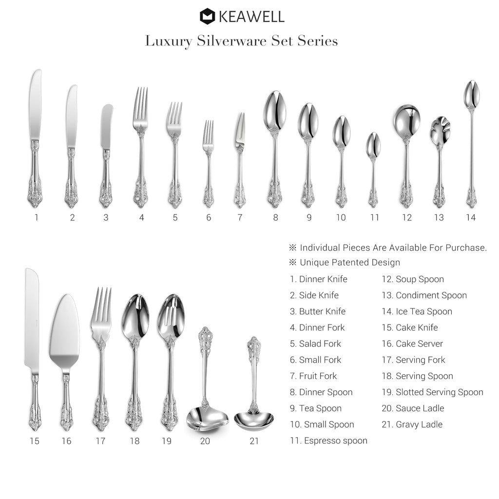 Luxury 45-Piece 18/10 Stainless Steel Flatware Set (Silver)