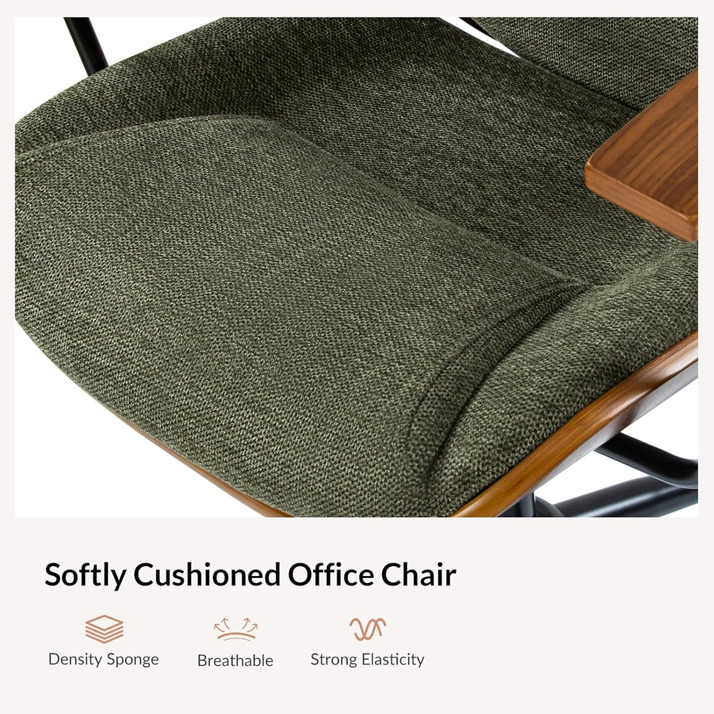 Modern Ergonomic with Wood Frame & Metal Base, Swivel Home Office Desk Chairs with Adjustable Height, Comfy