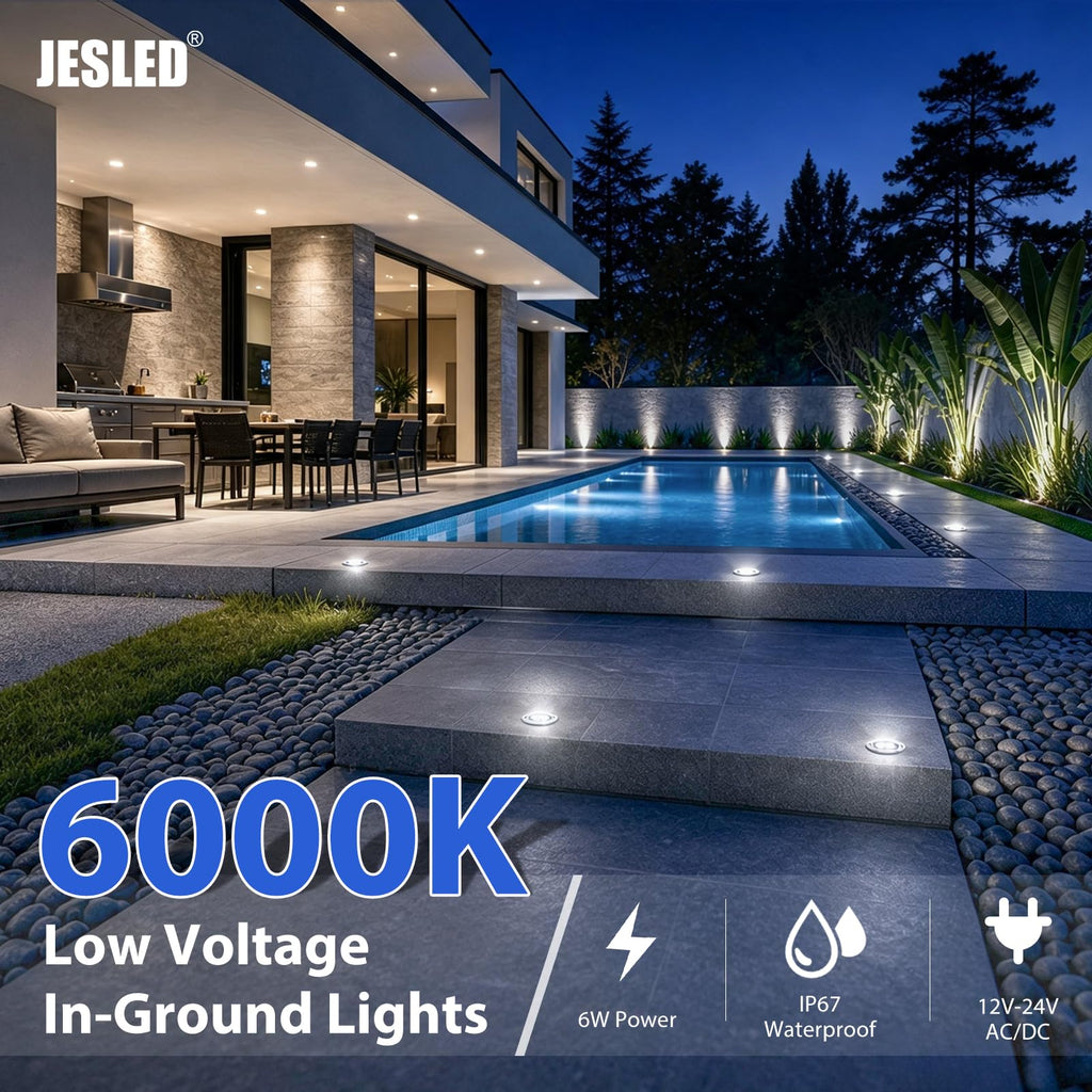 6 Pack Low Voltage Landscape Lights, 6000K LED Well Lights