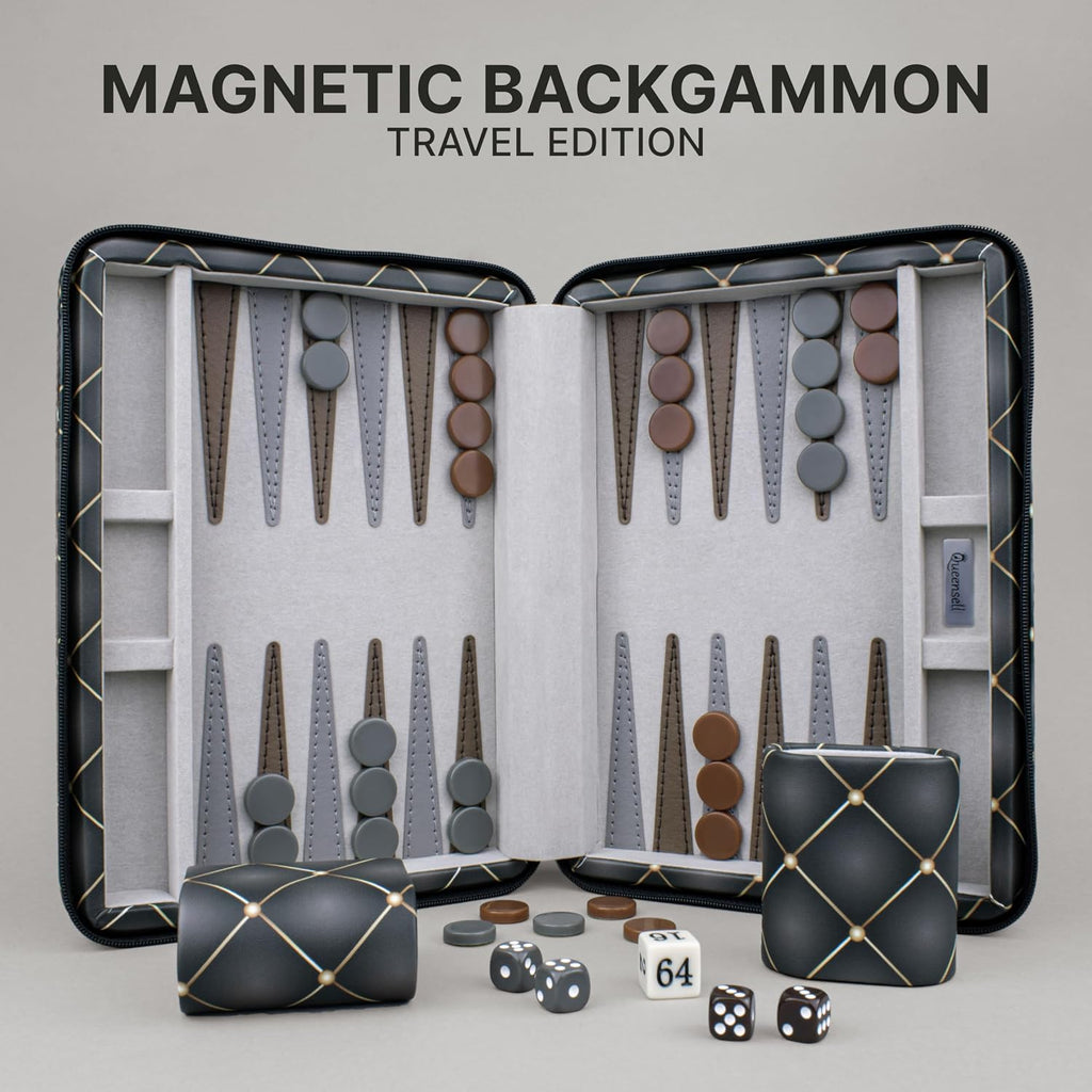 Magnetic Travel Backgammon Sets for Adults - Quality PU Leather Backgammon Board Game for Adults and Kids - 14" Gift