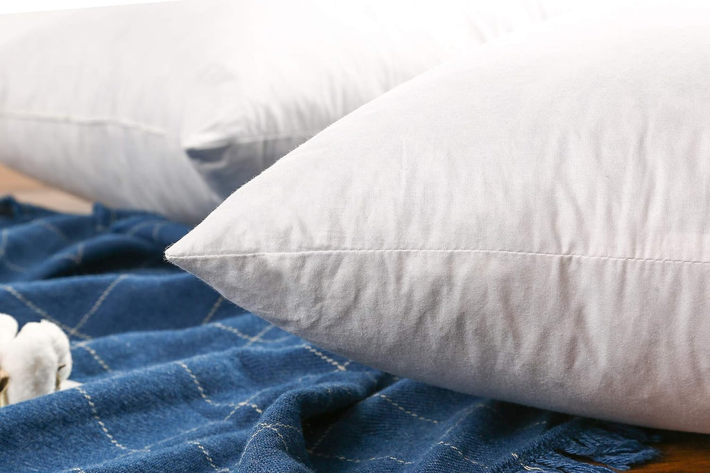 Premium Goose Down Feather Throw Pillow Inserts, 20oz High Filling Weight, 12×20, 5% Down Filling, 250 TC - Set of 2
