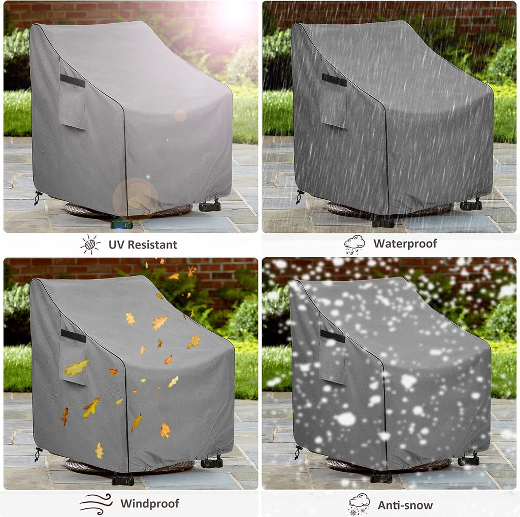 Patio Chair Covers,Heavy Duty 600D Outdoor Furniture Covers Fits up to 30" W x 34" D x 38.5" H inches -2 Pack,Grey