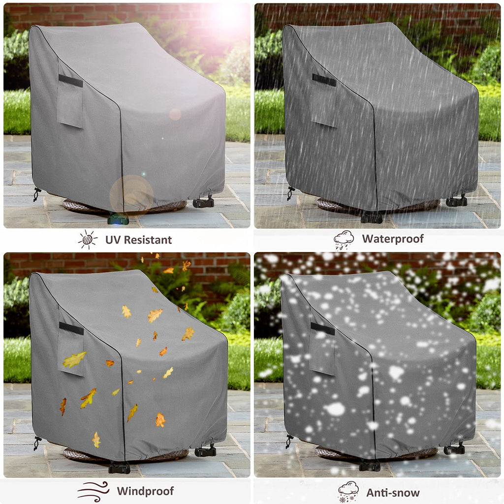 Heavy Duty 600D Outdoor Furniture Covers Fits up to 27.5"W x 32.5"D x 39"H inches -2 Pack, Grey