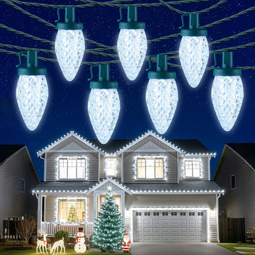 C9 LED Christmas Lights Outdoor, 81FT 100 LED C9 String Lights, Waterproof, Connectable, 8 Modes, with Timer & Memory