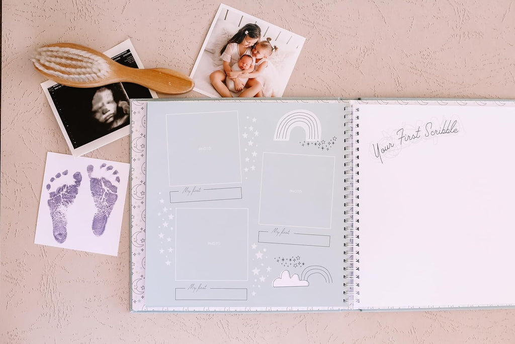 Baby Memory Book - Celestial Skies | Luxury Baby First Year Book & Photo Album | Gender Neutral Keepsake Journal