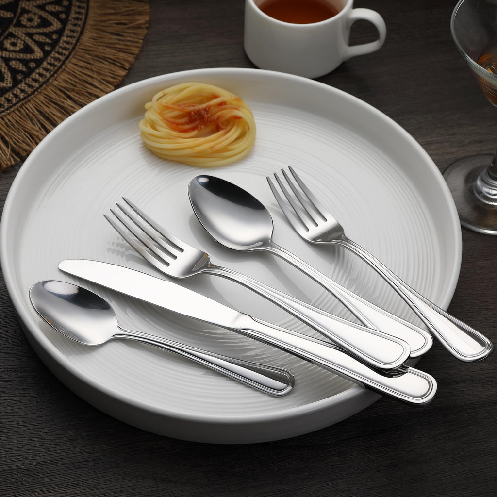 Silverware Set, Stainless Steel Flatware, Dishwasher Safe, Service for 4, 20-Piece Forks and Spoons, Crown Edge