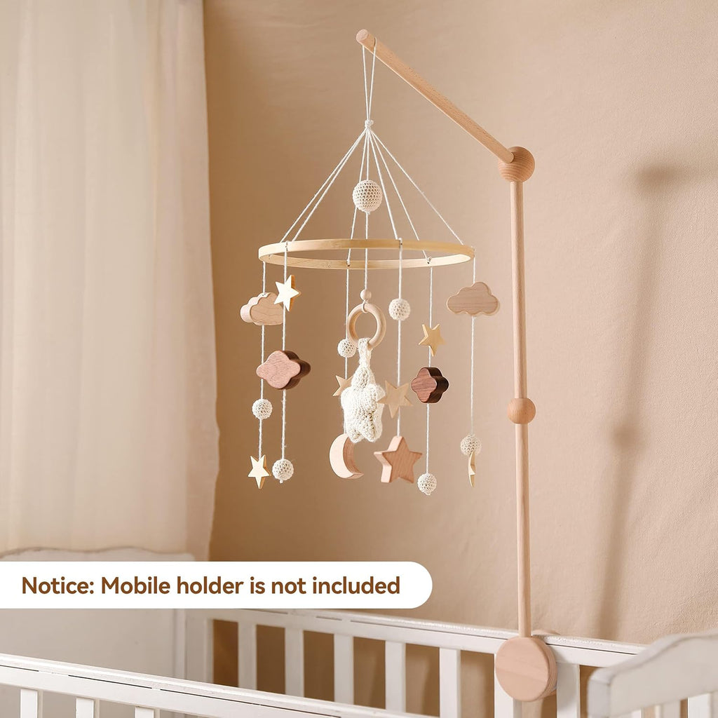 Boho Baby Crib Mobile for Boys and Girls, Stars, Clouds, Moon