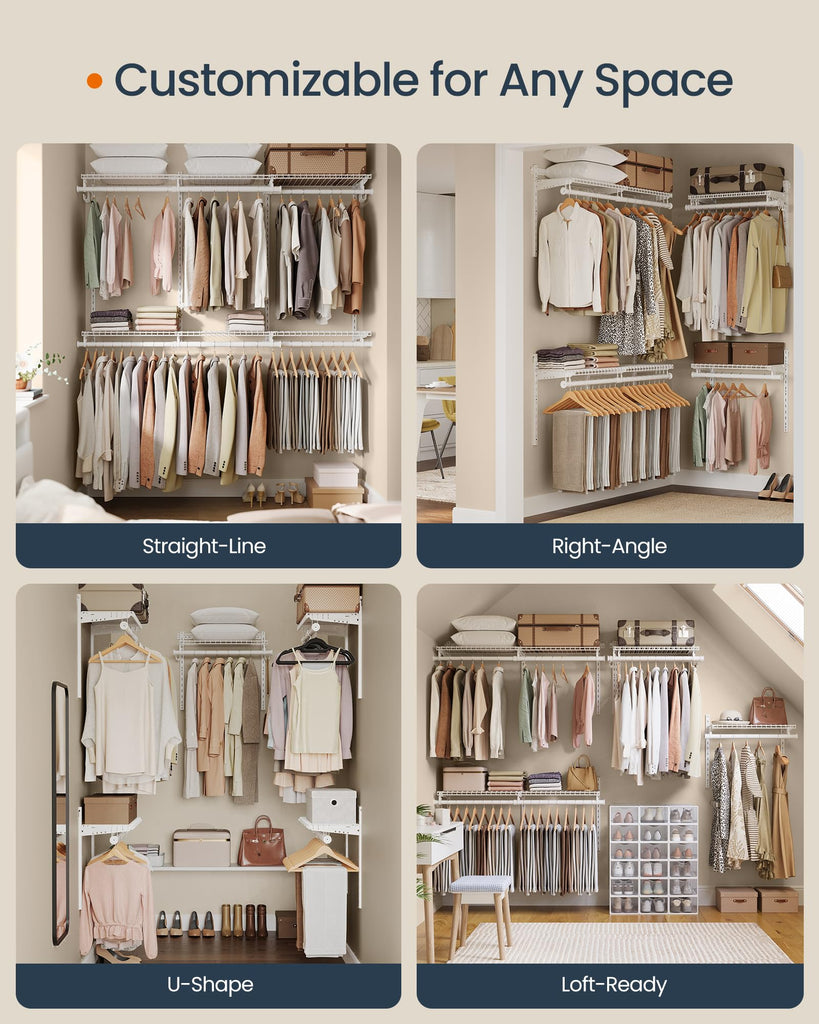Closet System, Closet Insert Organizer, 4-8 ft Closet Shelves