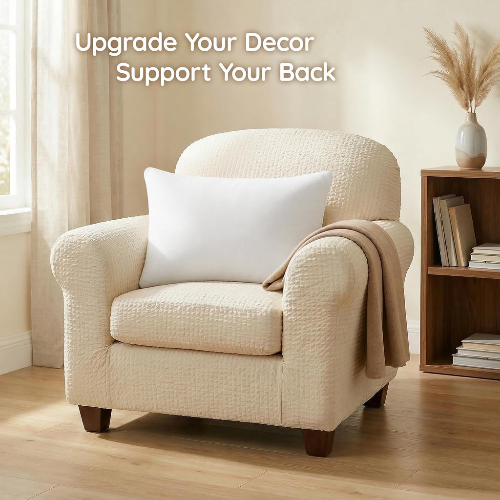 12x20 Memory Foam Throw Pillow Insert, Rectangular Lumbar, White