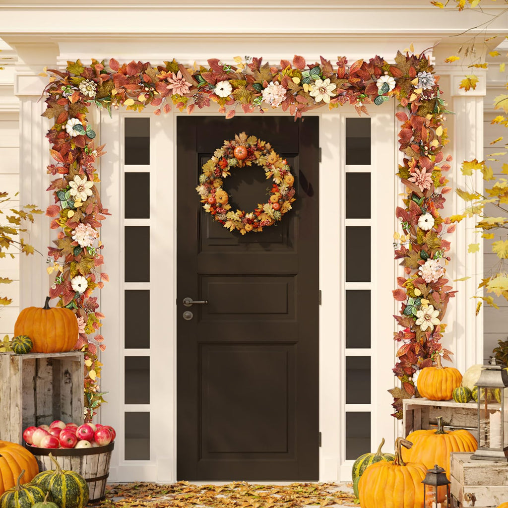 Fall Decorations, Fall Garland for Mantle with Lights