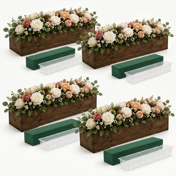 4 Set Wood Boxes for Centerpieces 16x4 Inch Rectangle Wooden Planter Box Rustic Wooden Planters with Removable