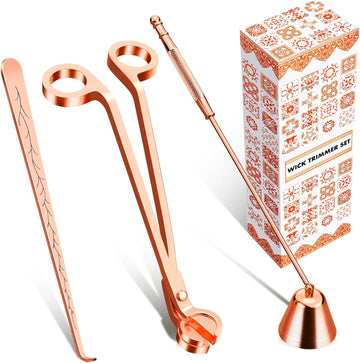 3 in 1 Candle Care Kit - Wick Trimmer, Snuffer & Dipper Set (Rose Gold)