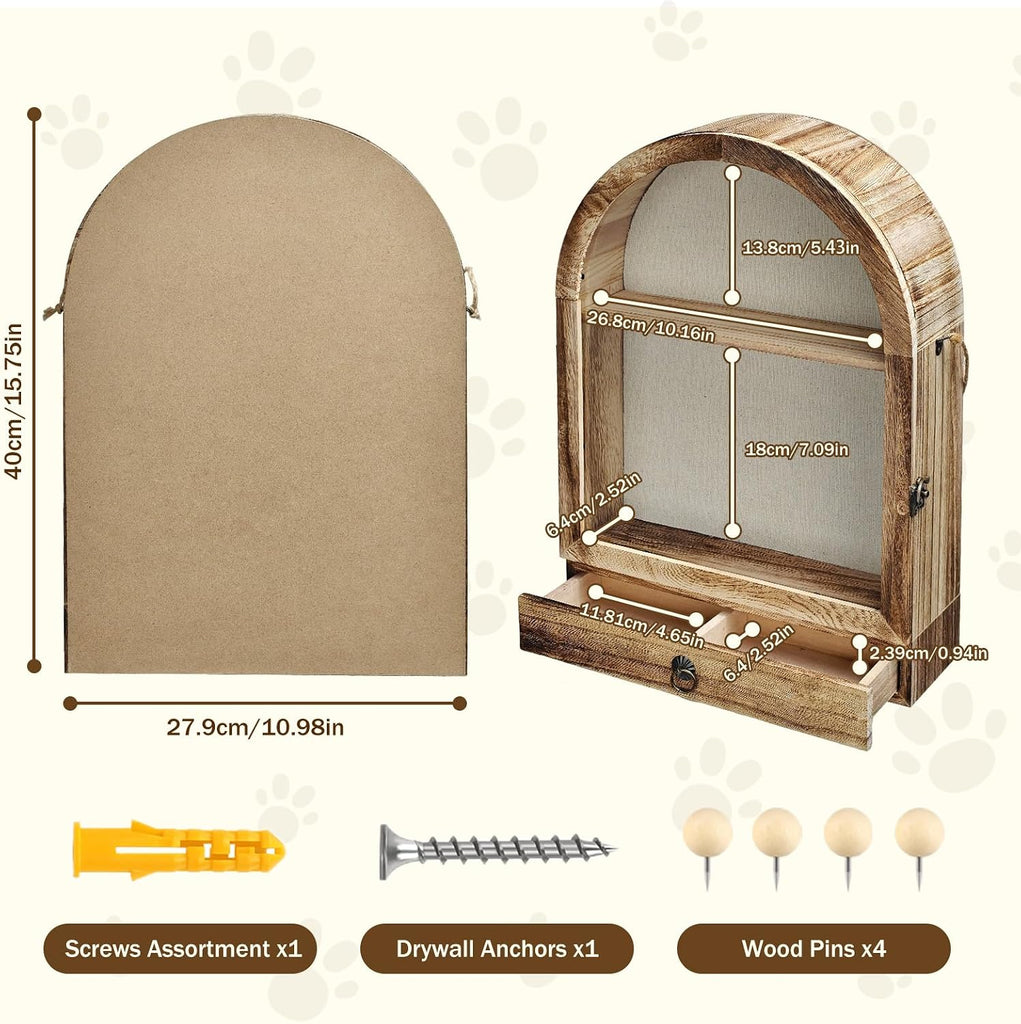 Pet Memorial Shadow Box, Arch Wooden Keepsake Display
