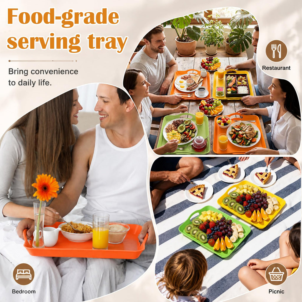 6 Pcs Serving Trays with Handle, 16.4 x 11 Inch, Fall Color