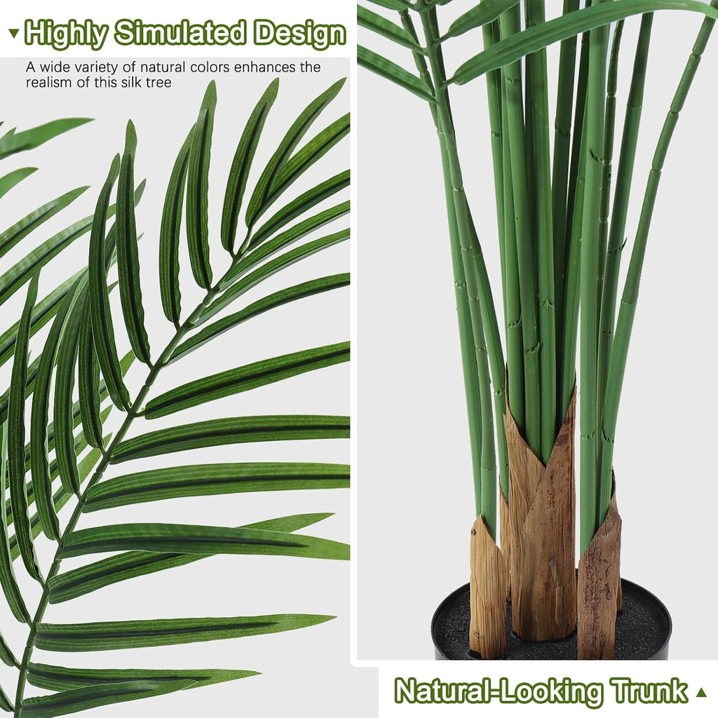 Artificial Palm Tree Outdoor 5ft, Large Fake Tropical Areca Palm Tree with 13 Trunks, Tall Faux Floor Plants