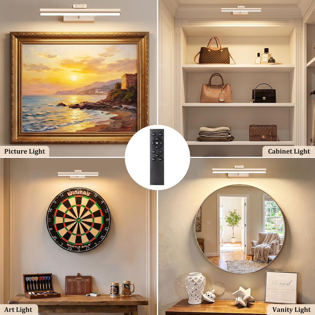 Picture Light for Wall, 4000mAh, 13.8 Inch, 2 Pack, Mocha Gold