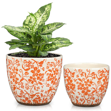 Vintage Flower Pot Rustic Plant Pot Large Ceramic Planters for Indoor Plants Pots with Drainage Shabby Chic Planter