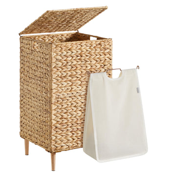 Laundry Hamper With Lid, 95 L Wicker Handwoven Water Hyacinth