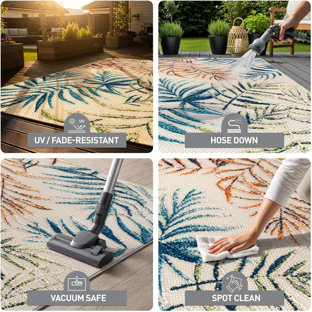 Palm Bahama Indoor/Outdoor Floral Patio Runner Rug Multi