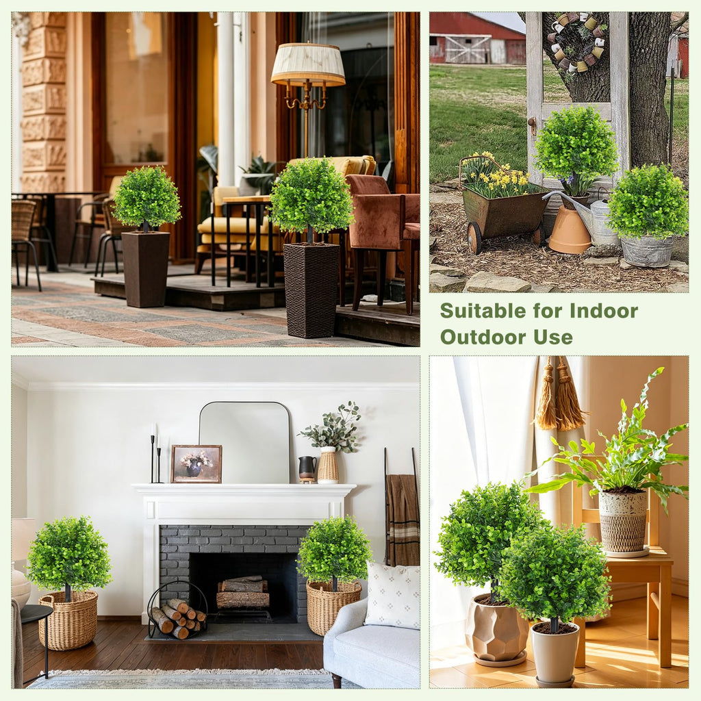 Artificial Eucalyptus Topiary Ball Tree with Ground Spike 1Pc 22In