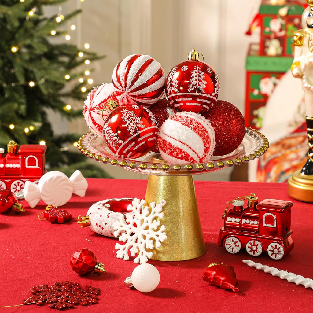 Christmas Balls Ornaments Set, Shatterproof Plastic Decor - Set of 82