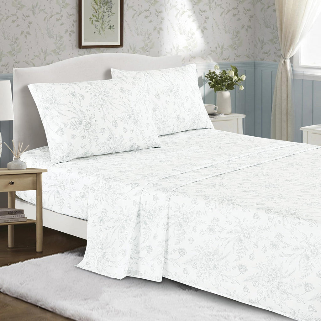 Sage Green Floral Comforter Set with Sheets Cal King 10 Piece Jacquard Botanical Bag in a Bag