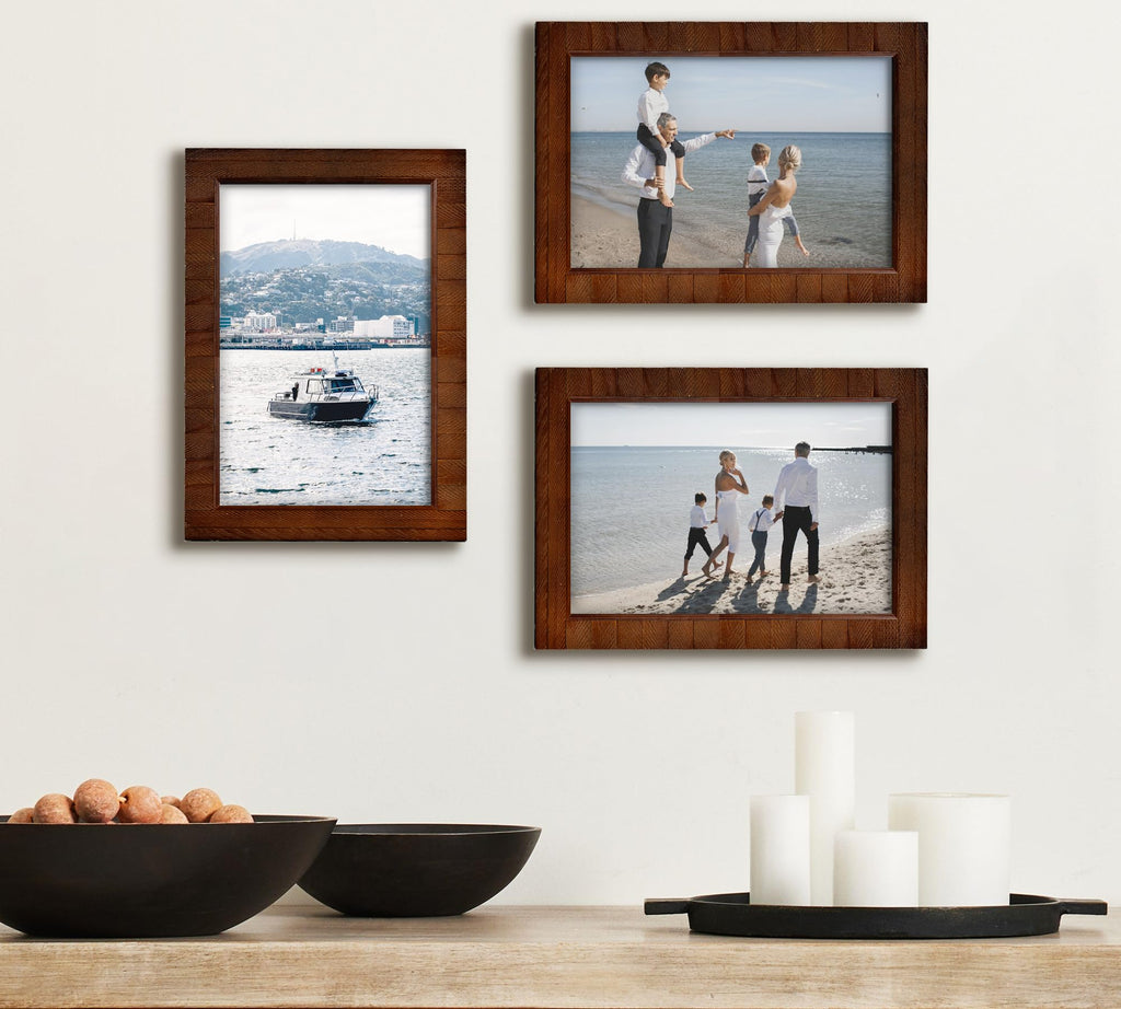 Rustic 11x17 Wood Picture Frame with Real Glass, Farmhouse Photo Frame for Wall Mount, Natural Wooden Frame for