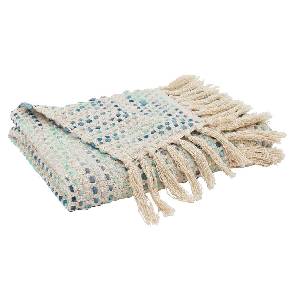 Textured Open Weave Throw Blanket with Tassel Fringe - Lightweight Decorative Throw for Sofa, Bed, and Everyday Home