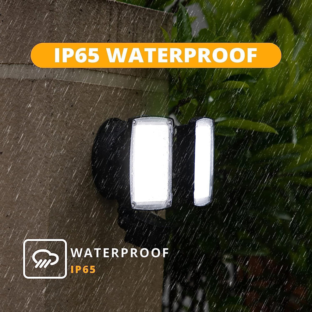 19W LED Flood Light Motion Sensor Outdoor, 2 Adjustable Head, 2000LM, 5000K, IP65 Waterproof, Dusk to Dawn Security