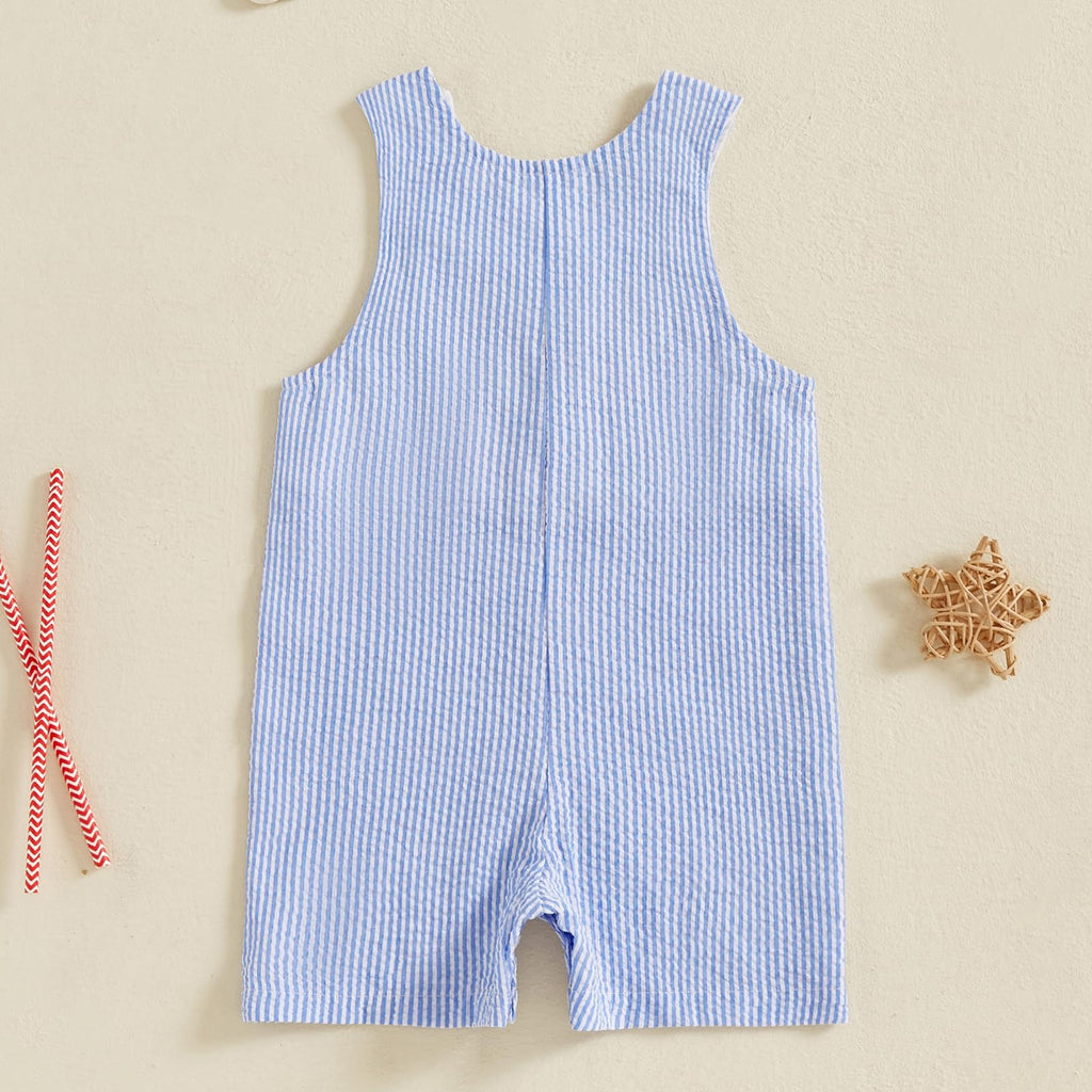 My First 4th Of July Baby Girl Boy Outfit American Flag Sleeveless Overalls Stars And Stripes Romper Memorial Day