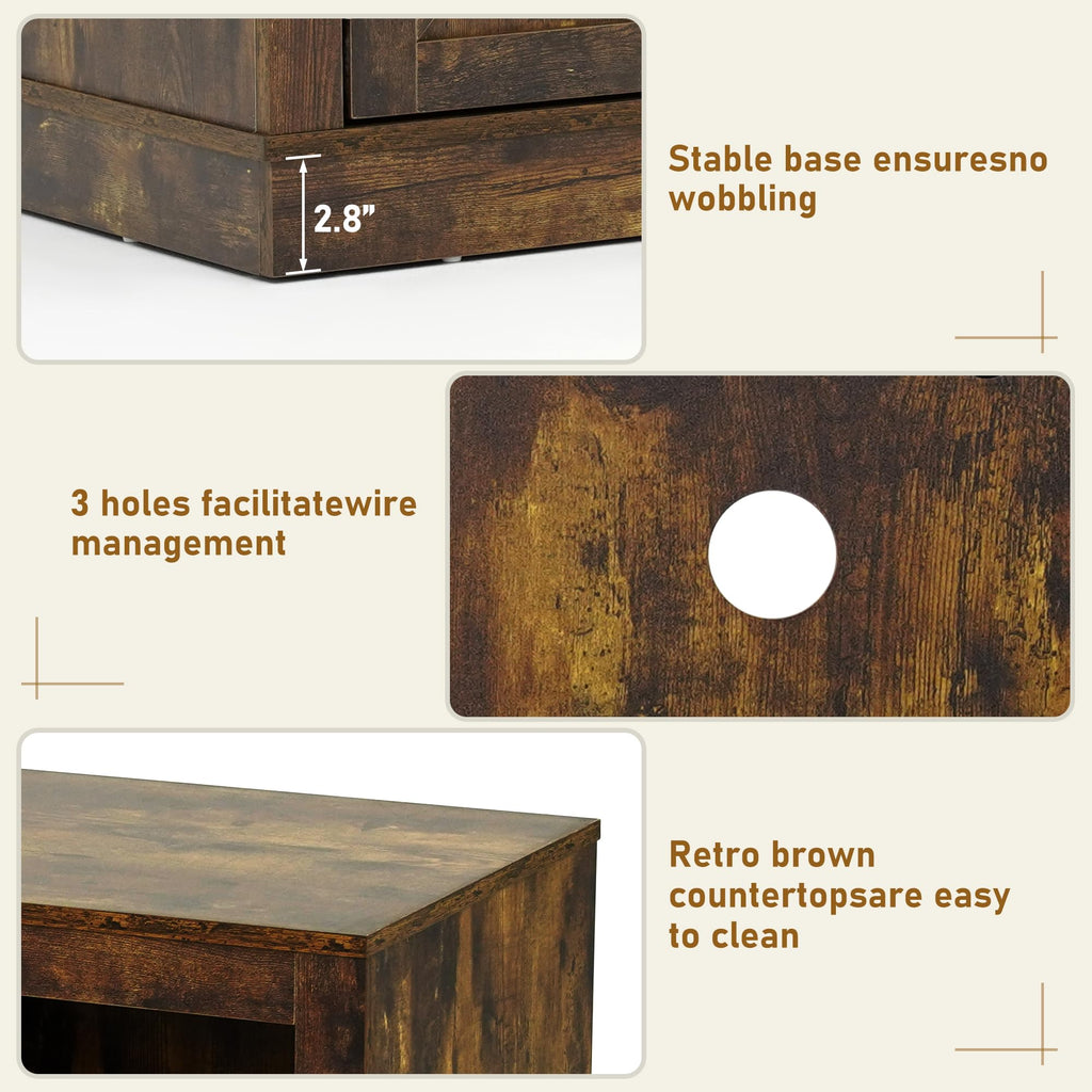 Farmhouse TV Stand for 70/75/80 Inch TV, 32"Tall Entertainment Center w/LED Light, Large Media Console Cabinet w/Barn