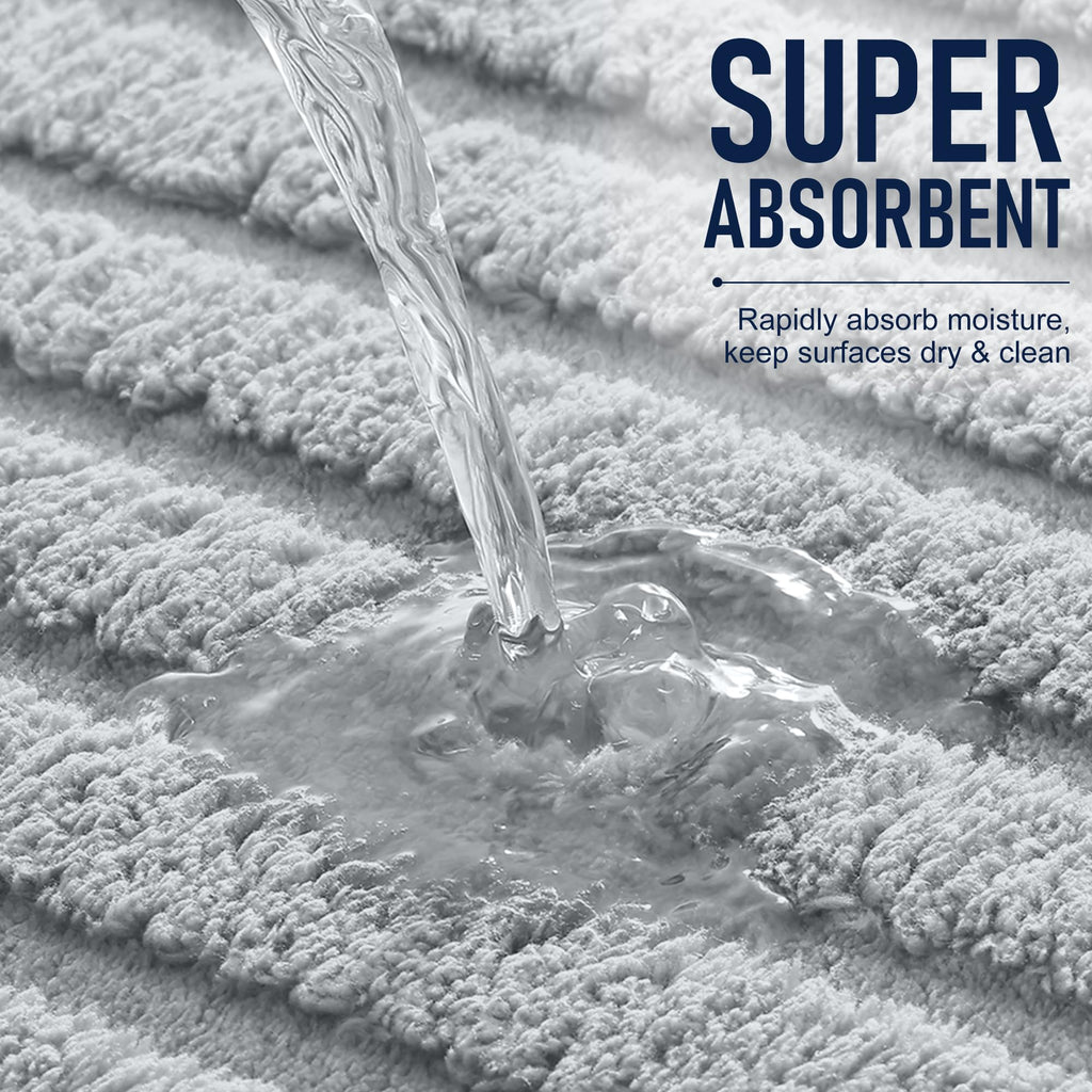 Bathroom Runner Rug 47x17, Soft Absorbent Striped Plush Bath Mat
