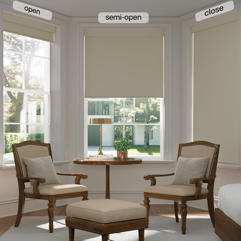 No Drill Blackout Roller Shades, Beige