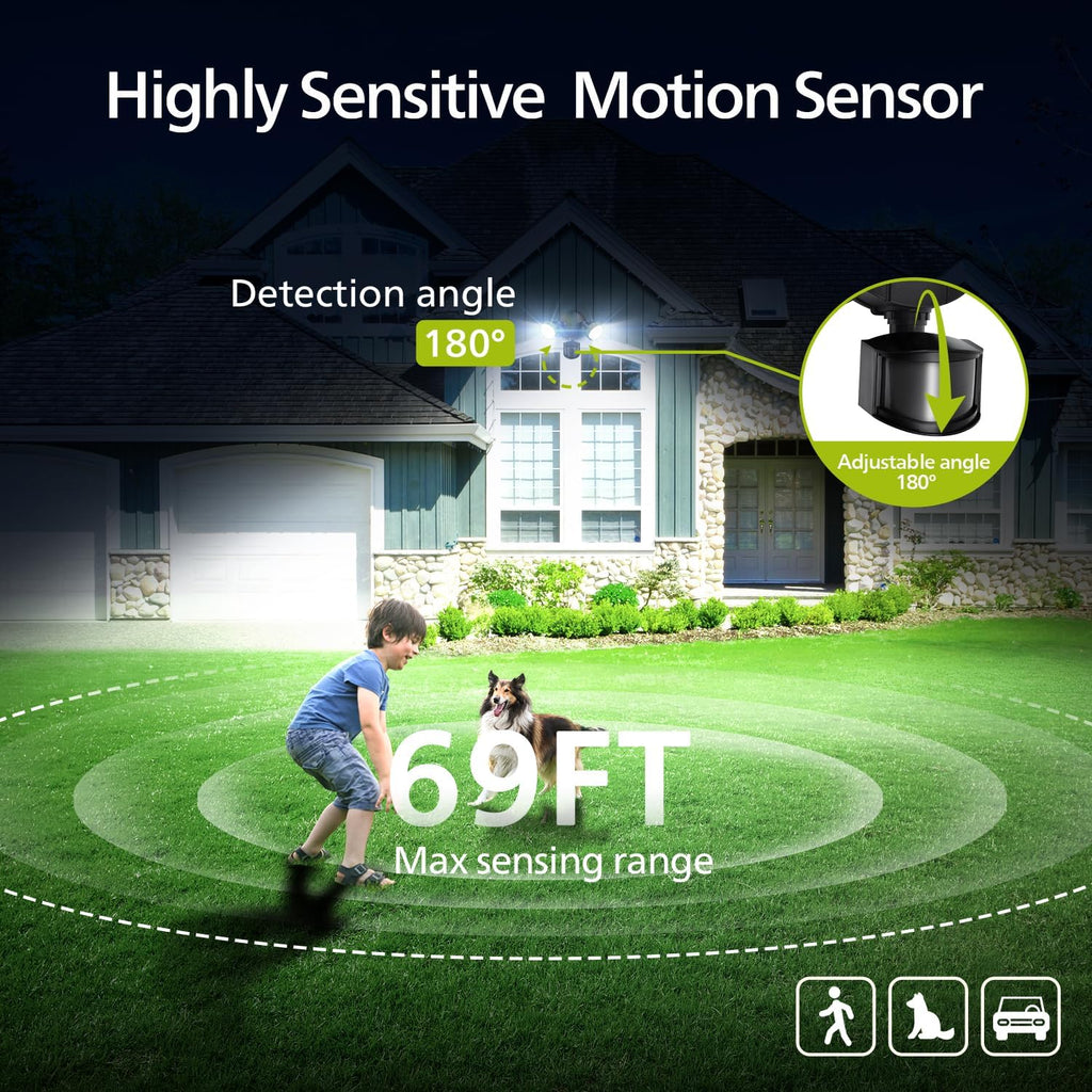 44W 4200/3500 lm LED Security Light Outdoor Motion Sensor/Switch Control, 5000K Daylight Flood Light, Waterproof, 2