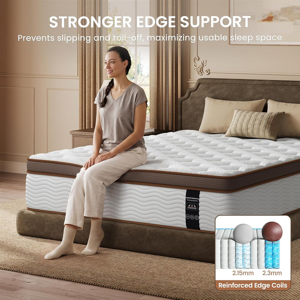 Full Mattress 14 Inch - Firm Hybrid Mattress Full with Orthopedic Spine Support & Motion Isolation - Individually