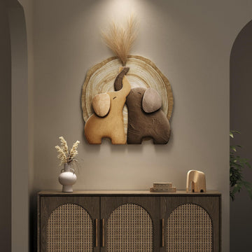 3D Textured Elephant Brown Minimalist Wall Art, 24x24 Inch