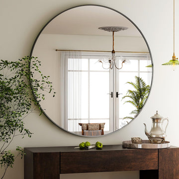 48 Inch Round Mirror Black Circle Bathroom Mirror