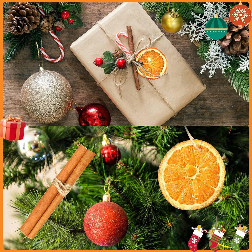 Christmas Ornaments Set, Jute Tied Dried Orange Cinnamon Pinecone - Set of 31
