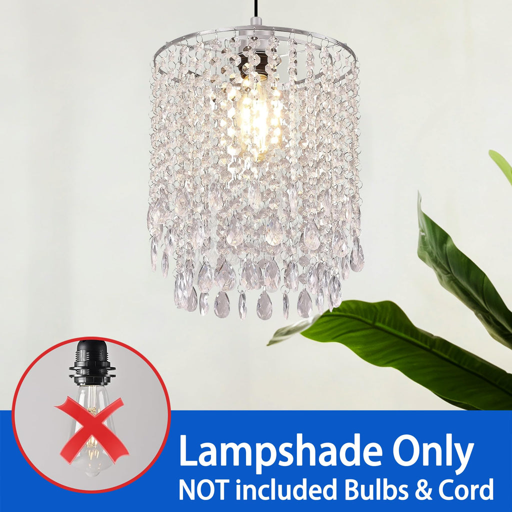 Chandelier Shades, Mini Crystal Shade, Acrylic Beaded Hanging Lampshade, Modern 2-Tiers Pendant Light Shades