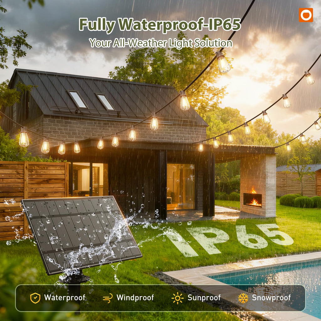 (96+6) Solar String Lights Outdoor, Waterproof Dimmable 48+4 LED