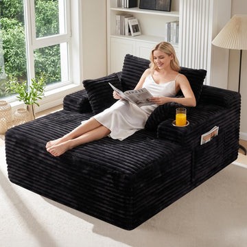 Oversized Boneless Chair, Chaise Lounge Chair Indoor, Black