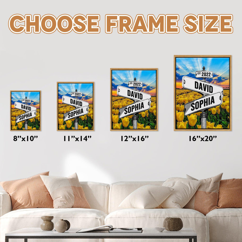 Custom Canvas With Name, Vintage Crossroads Street Sign Canvas Wall