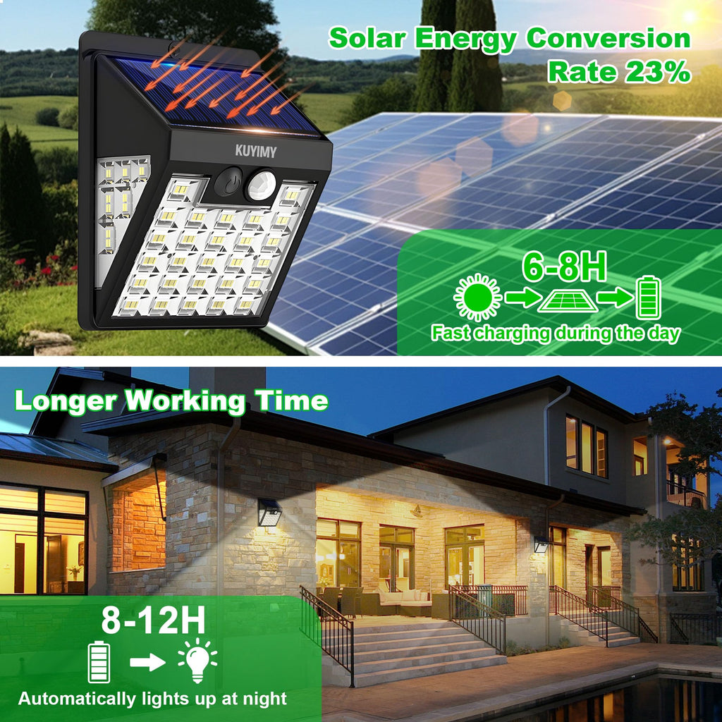 Solar Lights Outdoor, 72 LED Motion Sensor Wall Light, IP65 Waterproof and 3 Lighting Modes, Solar Powered Security