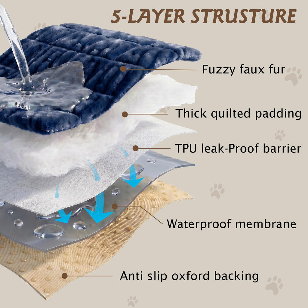 100% Waterproof Fuzzy Couch Cover for Dogs Navy Blue 27.6"x70.9"