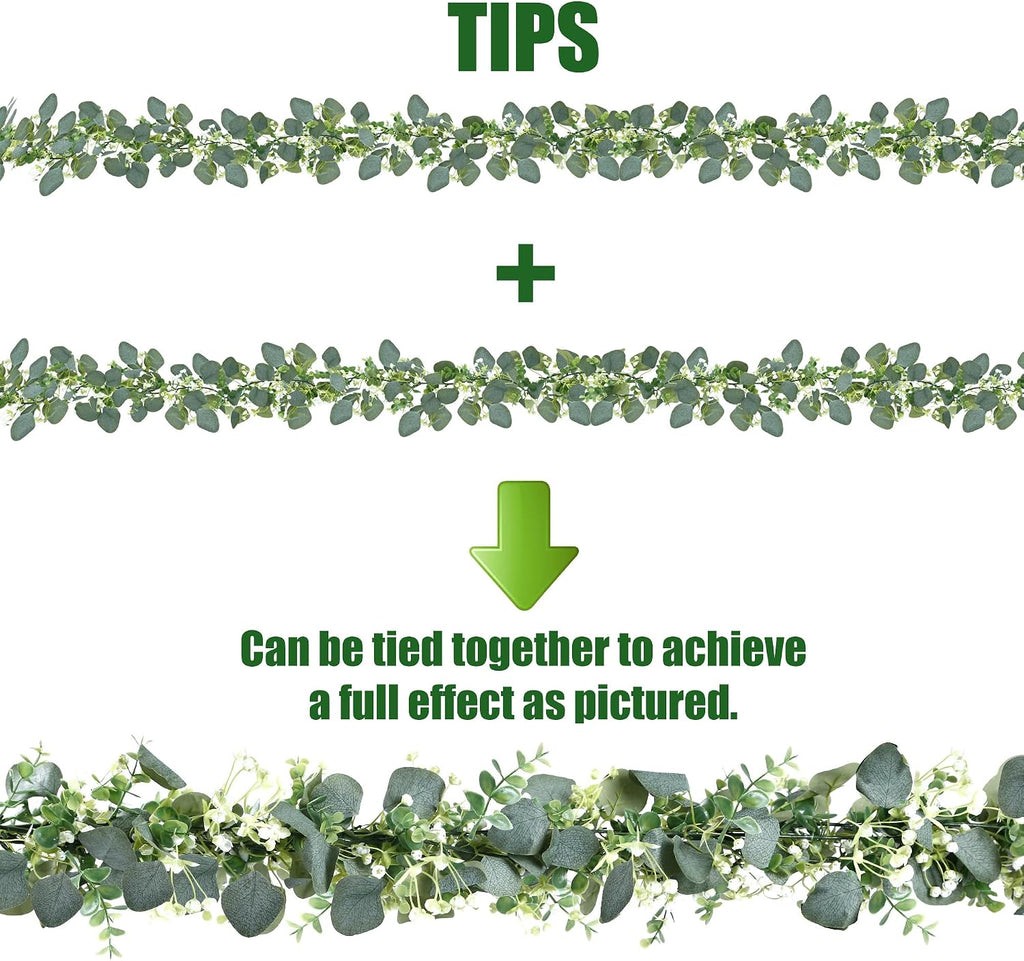 Artificial Eucalyptus Garland Eucalyptus Leaves Vines Greenery Garland Faux Silver Dollar Eucalyptus Leaves - Set of 6
