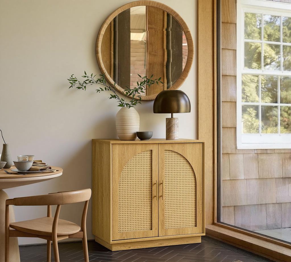 31.5" Sideboard Buffet Cabinet with Storage, Light Oak, 2pcs