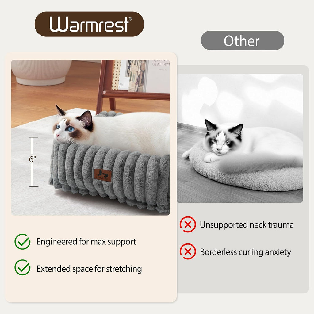 Cute Dog Bed for Small Dogs & Cats, Washable Fluffy Cat Beds for Indoor Cats, Rectangle Orthopedic Memory Foam Puppy